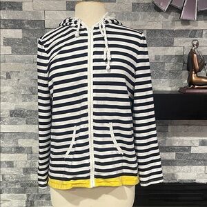 Talbots  Full Zip Hoodie Women’s Size XL ( Better Fit L)  Stripe Knit Top